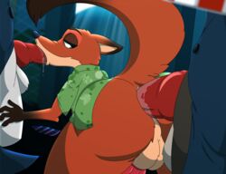 absurd_res anal anal_sex anthro bodily_fluids canid canine canis clcoon clothing disney drooling fox gary_(zootopia) gay group group_sex hi_res larry_(zootopia) male male/male male_only mammal nick_wilde oral oral_sex penetration penis public saliva sex spitroast threesome wolf yaoi zootopia