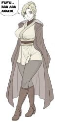 1girls ara_ara artist_request big_breasts obi-wan_kenobi rule_63 solo solo_female star_wars tagme thick_thighs