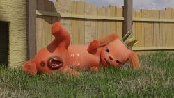 16:9 3d_(artwork) adventure_time animal_genitalia animal_vulva blender_(artwork) brown_body brown_eyes brown_fur canid canine canine_genitalia canine_vulva cartoon_network crown digital_media_(artwork) doublestuffed female feral food food_creature fur genitals headgear hi_res hot_dog_princess looking_at_viewer mammal nipples orange_ears presenting presenting_vulva quadruped solo spread_legs spreading tail teats vulva widescreen