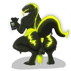 1:1 absurd_res alpha_channel anthro anus backsack balls big_butt bodily_fluids butt butt_focus claws colored_cum cum genital_fluids genitals hi_res holding_object holding_paper leaking_cum male monster_energy muscular paper parazyte666 penis presenting presenting_hindquarters solo sticker tail unusual_bodily_fluids unusual_cum unusual_genital_fluids