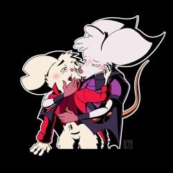 1:1 anthro bat blush duo female genitals hi_res holding_face holding_from_behind jared_dillon male male/female mammal mina_(mina_the_hollower) mina_the_hollower mouse murid murine open_mouth passionate rodent romantic thorne_(mina_the_hollower) vulva yacht_club_games