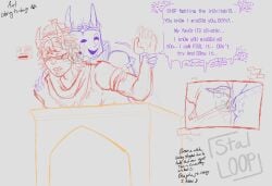 007n7_(forsaken) anal anal_sex bent_over demigod demihuman dominant_male dubcon dubious_consent forsaken_(roblox) held_down horns humanoid_penis jester_outfit male/male male_only male_penetrating noli_(forsaken) precum_drip submissive_male tentacle_penis weird_penis xray_view