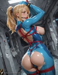 1girls ai_generated ass barefoot blonde blonde-haired_female blonde_female blonde_hair blue_eyes bodysuit breasts_out curvy curvy_figure high_resolution highres lazykiller07 mature_female medium_breasts metroid midriff natural_breasts nintendo nipples patreon_username perfect_body pussy ripped_bodysuit ripped_clothes ripped_clothing round_ass samus_aran slim_waist solo thick_thighs thighs toned uncensored wide_hips zero_suit_samus