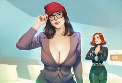 2girls ai_generated avengers big_ass big_breasts black_widow_(marvel) breasts chest curvaceous curvy curvy_figure darcy_lewis digital_media_(artwork) english_text female hips hourglass_figure huge_ass huge_breasts large_ass large_breasts legs light-skinned_female light_skin marvel marvel_cinematic_universe marvel_comics mature mature_female natasha_romanoff phophopho red_hair s.h.i.e.l.d. scarlet_witch_(series) slim_waist thick thick_hips thick_legs thick_thighs thighs thor_(series) voluptuous waist wandavision wide_hips