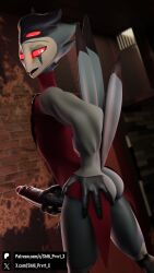 1boy 3d apartment ass avian avian_demon blender bottomless dilf fancy_clothing feathers furry gay grabbing_own_ass grabbing_penis hellaverse helluva_boss looking_back open_shirt owl owl_demon partially_clothed red_eyes shhi_prvrt_x stolas_(helluva_boss)