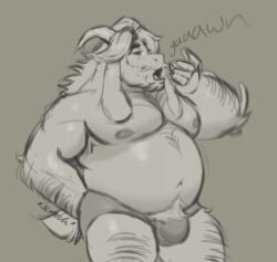 1boy almost_naked almost_nude anthro asgore_dreemurr asgore_dreemurr_(deltarune) bear_(body_type) beard blonde blonde_hair blonde_male bulge bulge_through_clothing deltarune dilf facial_hair furry goat goat_horns horn horns long_ears male male_only muscular muscular_male scratching solo solo_focus solo_male speedo speedo_only standing swimwear swimwear_only undertale undertale_(series) underwear underwear_only utdr_(toby_fox) white_body white_fur yawn yawning