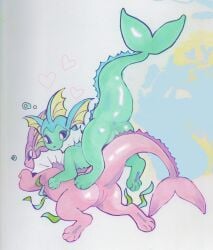 4_legs absurd_res anus blue_body bubble digital_media_(artwork) duo eeveelution female female/female feral generation_1_pokemon genitals hi_res mixed_media nintendo paws pink_body pokemon pokemon_(species) seaweed traditional_media_(artwork) tumble0 underwater vaporeon vulva water