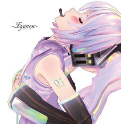 album_cover blush cevio closed_eyes clothed fondling_breast fully_clothed ia_(vocaloid) masturbation moaning pink_hair vocaloid