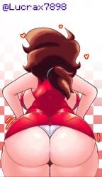 1girls auburn_hair back_view big_ass big_breasts blue_hair friday_night_funkin girlfriend_(friday_night_funkin) large_ass large_breasts lucrax7898 tagme thick_thighs white_panties