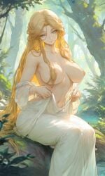 ai_generated blonde_hair elf elves forest freiz_ai galadriel light-skinned_female lord_of_the_rings