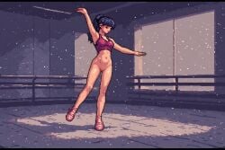 1girls ai_generated bottomless bottomless_female dancer dancer_girl dancing pixel_art solo_female