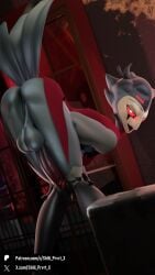 1boy 3d apartment ass avian avian_demon bent_over blender bottomless chest_window dilf fancy_clothing feathers furry gay hellaverse helluva_boss looking_back looking_back_at_viewer open_shirt owl owl_demon partially_clothed red_eyes shhi_prvrt_x stolas_(helluva_boss)