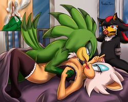 anthro bed bodily_fluids chiropteran cum eulipotyphlan female furniture genital_fluids group hedgehog hi_res humiliation jet_the_hawk kissing male mammal nastya_tan penetration rouge_the_bat sex shadow shadow_the_hedgehog sonic_(series) sonic_riders tears