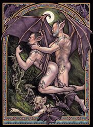 anal bat demon female gargoyle gay humanoid male male/male noxsatvrn sex witch