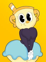 3barts anthro ass ass_in_dress big_breasts breasts cleavage cuphead:_the_delicious_last_course cuphead_(game) deviantart female female_only handwear huge_ass ms._chalice smile smiling smiling_at_viewer straw thick_thighs wide_hips