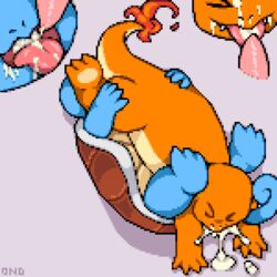 1:1 69_position bodily_fluids charmander cum cum_in_mouth cum_inside digital_media_(artwork) duo fellatio genital_fluids male male/male nintendo onojeff oral penile pixel_art pokémon_(species) pokemon sex squirtle video_games