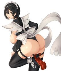 1girls black_eyes black_hair fat_ass heels iroha kuronerinka looking_back maid maid_headdress ninja nyatokanyaru samurai_shodown smile