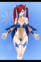 big_breasts erza_scarlet fairy_tail gaston18 red_hair smiling