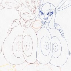 anthro areola big_areola big_breasts big_nipples big_penis blush breast_play breast_squish breasts breasts_frottage cladz collaborative collaborative_sex collaborative_titfuck eeveelution female generation_4_pokemon generation_6_pokemon genitals glaceon group hi_res huge_areola huge_breasts huge_cock huge_nipples hyper hyper_breasts male male/female nintendo nipples nude penis pokemon pokemon_(species) sex squish sylveon titjob trio wouhlven