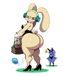 2025 2d 2d_(artwork) 2girls :< annoyed annoyed_expression anthro anthro_only ass avian avian_humanoid back_view backside big_ass big_butt bird bird_girl black_bowtie black_clothing black_heels bow_tie bowtie breasts bunny bunny_costume bunny_ears bunny_girl bunny_tail bunnysuit cleavage clothed clothing collar color colored digital_drawing_(artwork) digital_media_(artwork) easter easter_basket easter_egg easter_eggs fat_ass fat_butt female female_focus female_only grass headphones heels holding holding_basket holidays huge_ass huge_butt lagomorph lagomorph_humanoid looking_at_viewer salsa_(sssonic2) simple_background sssonic2 standing tango_(sssonic2) thick_ass thick_butt thick_thighs thighs white_background