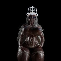 1girls big_ass big_breasts blender dark-skinned_female dark_skin female female_only hazbin_hotel render sera_(hazbin_hotel) sweat sweating thong