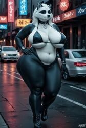 1girls ai_generated animated anthro badger badger_girl bbw big_ass big_breasts bikini bikini_top black_leather_boots black_leather_pants bouncing_ass bouncing_belly bouncing_breasts breasts chubby chubby_female cleavage female furry furry_female hands_on_hips huge_ass huge_breasts jiggle leather leather_pants mustardshark navel neckwear nipple_bulge no_sound pants plump slutty_female tagme thick_thighs thong two-tone_fur video walking white_hair wide_hips