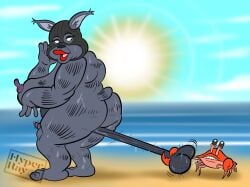 anthro areola arthropod ass balaclava ball_slip ball_tugging balls beach big_breasts big_butt big_feet big_nipples bikini black_nose bodily_fluids body_hair breasts clothed clothing cock_and_ball_torture colored coppertone_(sunscreen) coppertone_girl crab crustacean decapod detailed_background digital_drawing_(artwork) digital_media_(artwork) domestic_cat ear_tuft elderly_anthro elderly_gynomorph erection fanny_mcphee feet feigning_surprise felid feline felis feral flat_colors fupa fur genital_fluids genital_torture genitals gynomorph hairy hairy_balls hairy_fupa hairy_scrotum hi_res huge_breasts huge_butt huge_hips humanoid_genitalia humanoid_penis hybrid hyperraysunshine intersex lips lipstick looking_back lynx makeup malacostracan mammal mask mask_only nipples nude obese obese_anthro obese_gynomorph obese_intersex open_mouth outside overweight overweight_anthro overweight_gynomorph overweight_intersex penis pubes pubic_stubble pulling_balls purple_nipples roxxred_(artist) sagging_breasts saggy_balls sand sea seaside small_penis solo standing striped_body striped_fur stripes stubble sweat sweatdrop sweaty_balls sweaty_body sweaty_breasts sweaty_butt sweaty_genitalia sweaty_legs sweaty_thighs swimwear thick_thighs tuft two-piece_swimsuit wardrobe_malfunction water watermark wearing_mask wide_hips