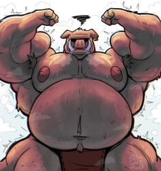 angry angry_expression armpit armpit_hair armpits bara biceps big_biceps ear_piercing flexing flexing_arms flexing_bicep flexing_muscles gay gold_jewelry its_coldpizzart loincloth mad male_only minecraft musclegut muscular muscular_male muscular_thighs musk musk_clouds nipples pecs pig pig_ears piglin pink_fur tusk tusks