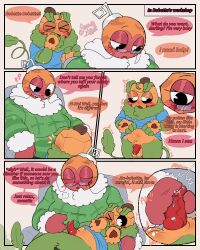 bobette_(dandy's_world) comic_page cub dandy's_world dandys_world gourdy_(dandy's_world) knot knotted_penis mommy_kink pumpkin size_difference snowhope white_background young younger_male