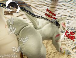 angry beach beanie beanie_only bound bracelet calico_cat canid canine canis chain_leash chained chains clothing dialogue doggy_style domestic_cat duo felid feline felis from_behind_position hat hat_only headgear headgear_only headwear headwear_only hi_res interspecies jaiblizz jewelry leash male male/male mammal mostly_nude outside outside_sex plap secretly_loves_it sex sex_on_the_beach text white_body wolf