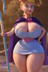 1girls 2026 3d 3d_render ai_assisted ai_generated barely_contained_breasts belt big_breasts bimbo bimbofication blonde_hair blue_eyes bo_peep breast_squeeze breasts breasts_out brick_wall busty cape capelet cleavage_overflow cleavage_window curvaceous curvy detailed_background disney doll female female_only glossy glossy_skin hand_on_hip heavy_breasts high_quality high_resolution highres holding_object huge_breasts large_breasts lewdstein light-skinned_female light_blue_dress light_skin makeup massive_breasts mommy_milkers parody pink_bow pixar porcelain purple_cape render rule63 solo standing thicc thick_legs thick_thighs thighs toy toy_story toy_story_4 voluptuous