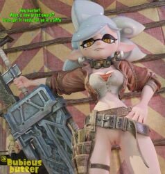 2025 3d 3d_(artwork) 3d_model 3d_render belt belt_buckle big_ass big_breasts big_butt big_ears big_sword blacksmith breasts cropped_jacket dialogue dubious_butter earrings exposed_ass exposed_midriff exposed_pussy eyeshadow fit fit_female freckles freckles_on_breasts gear genitals goggles goggles_around_neck great_sword grey_hair hair hair_over_one_eye hand_on_hip hand_on_weapon handle hi_res high_resolution highres inkling inkling_girl leather leather_clothing leather_jacket looking_at_viewer looking_down marie_(splatoon) marie_(wo262) medium_hair monster_hunter monster_hunter_(cosplay) monster_hunter_wilds naked naked_female necklace nude nude_female parted_lips partially_clothed plushie pocket small_waist splatoon splatoon_(series) splatoon_2 splatoon_3 standing steel_sword stomach stuffed_animal sword swordswoman tent tentacle tentacle_hair thick_thighs thigh_gap thighs tied_hair wo262_(3d_model_style) yellow_eyes