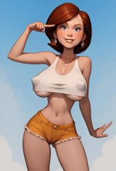 ai_generated animated crop_top erect_nipples_under_clothes helen_parr huge_breasts shorts the_incredibles