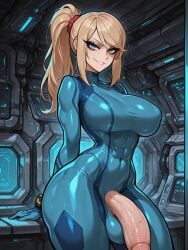 1futa 1futanari abs ai_generated ass bangs big_ass big_breasts big_butt big_hips big_penis blonde blonde_hair blue_bodysuit blue_eyes bodysuit breasts cleavage dick dickgirl evil_eyes evil_smile eyebrows eyelashes flaccid flaccid_penis futa_only futanari gloves grin grinning grinning_at_viewer hair huge_cock indoors lips long_hair looking_at_viewer makeup medium_breasts medium_hair metroid muscles muscular muscular_futa narrow_waist narrowed_eyes navel nintendo nose penis ponytail samus samus_aran sidelocks smooth_balls smooth_penis smooth_skin solo solo_dickgirl solo_focus solo_futa solo_futanari space spacecraft spaceship testicles thick_thighs thighs velfur_(artist)