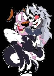 artist_request breasts canine cartoon_network courage courage_the_cowardly_dog female grey_hair hair hellhound helluva_boss long_hair loona_(helluva_boss) male
