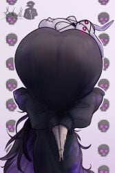 ass ass_focus ass_up background bending_over big_ass color colored doktor_malefic goddess_of_victory:_nikke label_(nikke) long_hair meme messy messy_hair nikke praise_da_booty_(meme) purple_hair see-through see-through_clothing tight_clothing
