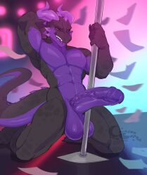 2026 abs absurd_res anthro balls biceps big_balls big_penis black_body black_nails black_scales claws colored_nails crazybear detailed_background dragon foreskin genitals gideon_(gylph) glistening glistening_abs glistening_balls glistening_body glistening_genitalia glistening_horn glistening_penis glistening_tongue grin hand_behind_head hi_res horn huge_balls huge_cock humanoid_genitalia humanoid_penis kneeling licking long_tail male money_rain muscular muscular_male mythological_creature mythological_scalie mythology nails navel open_mouth penis pole purple_body purple_horn purple_scales purple_tongue scales scalie self_lick smile smirk smug solo spikes stripper stripper_pole tail teeth toe_claws tongue tongue_out vein veiny_penis yellow_eyes