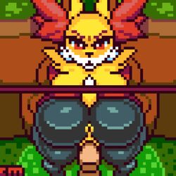 angry_face angry_sex animated big_ass big_breasts countmoxi delphox exposed_anus exposed_pussy female female_only fur gif glory_wall humanoid looking_at_viewer nintendo pixel_art pokemon pokemon_focus stuck_in_wall through_wall vaginal_penetration