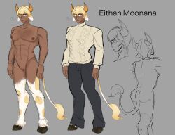 1boy 1cuntboy abs blond_male blonde-haired_male blonde_hair cow_ears cow_horns cow_tail cuntboy cuntboy_only dark-skinned_male dark_skin dark_skinned gay gay_male hooves horns hybrid male male_only moobs muscular muscular_male pussy sketch solo solo_focus solo_male