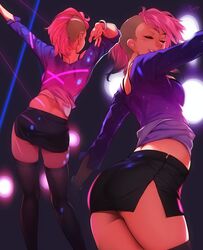 ass dancing feguimel lykke_(feguimel) miniskirt oc pink_hair