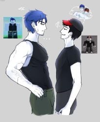 2boys absurdres big_breasts body_hair chest_hair daddy forsaken_(roblox) fully_clothed gay gay_sex guest_(roblox) guest_1337_(forsaken) hd homosexual imagination imagining large_breasts larger_male muscular muscular_male nexophyte reference_image roblox roblox_game robloxian small_top_big_bottom smaller_male twink twink_and_daddy yaoi