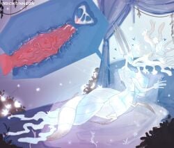2023 5_horns 6_wings anthro apode arthropod arthropod_taur back_muscles bed bed_sheet bedding blue_blush blue_flesh blush bodily_fluids breasts canopy_bed cervical_penetration closed_eyes colored cum cum_in_vagina cum_inside digital_media_(artwork) duo elemental_creature entwined_tails eyelashes female female_penetrated flora_fauna flower from_front_position furniture genital_fluids genitals glowing glowing_body hand_on_hip heart_symbol holding_partner hollow_knight_(franchise) horn insect_taur insect_wings insects internal internal_vaginal kissing leaf legless love lying male male/female male_penetrating male_penetrating_female missionary_position motion_lines multi_horn multi_wing nude_anthro nude_taur on_back pale_king_(hollow_knight) penetration penis pillow plant red_penis sex sex_on_bed shaded shoulder_blush shrub sicksinnerk signature sparkles spiked_penis spikes spikes_(anatomy) tail tail_coil taur team_cherry treant tree vaginal_fluids vein white_body white_flower white_head white_lady_(hollow_knight) white_tail wings