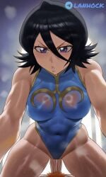 1girl abs ahegao_light ai_generated angry_eyes anime_style black_hair bleach blue_leotard blue_qipao blush bodysuit breasts chun-li_(classic) chun-li_(cosplay) cleavage confused cowgirl_position creampie cum cum_in_pussy cum_leaking cum_overflow cum_splatter cumdrip curvy depth_of_field detailed_eyes detailed_face drooling excessive_cum explosion female glaring glistening heavy_blush hentai highres huge_ass huge_breasts ichigo_kurosaki intense_eyes kuchiki_rukia large_breasts looking_at_viewer muscular muscular_female muscular_woman open_mouth oral orange_cum orgasm_face penetration penis_in_pussy purple_eyes ripped_clothing saliva see-through_clothes shiny_skin short_hair solo straddling strong_arms surprised_expression sweat sweatdrop sweaty_body thick_ass thick_thighs toned torn_clothes vaginal voluptuous wet wet_clothes wide_hips