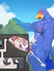 absurd_res anthro avian balls beak big_balls big_penis bird blue_body blush bodily_fluids body_worship closed_eyes cum cum_inside destruction erection excessive_cum excessive_genital_fluids facility falco_lombardi flooding genital_fluids genitals glans hi_res humanoid_genitalia humanoid_penis internal machine macro male male_only milking_machine muscular muscular_anthro muscular_male namutree nintendo nipples non-mammal_balls non-mammal_nipples orgasm pecs penetrable_sex_toy penetration penile penis penis_milking sex_toy solo star_fox thick_penis vein veiny_penis