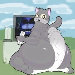 1:1 absurd_res alienmyth64 am64 animate_inanimate anthro ass belly between_buttocks big_butt black_eyes bonnie_(fnaf) controller dad_cat digital_media_(artwork) domestic_cat duo embarrassed felid feline felis five_nights_at_freddy's fur furniture game_controller genitals grass grass_field gray_cat_(alienmyth64) grey_body grey_fur hi_res holding_object huge_butt imminent_anal imminent_sex inanimate_object looking_at_viewer looking_back male male/male mammal multicolored_body multicolored_fur nintendo nintendo_controller nude obese obese_anthro obese_male open_mouth overweight overweight_anthro overweight_male penis plant scottgames simple_background slightly_chubby smile surprised tail thick_thighs two_tone_body two_tone_fur wide_hips wii wii_balance_board wii_remote woopyy