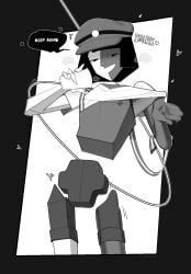 1girls black_and_white breasts dream_bbq ena_(dream_bbq) ena_(series) female flat_chest monochrome nipples polygonal presenting_nipple shirt_lift tagme tease yourbruhpj