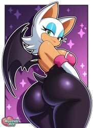 2026 absurd_res absurd_resolution absurdres anthro artist_logo artist_name ass ass_focus bare_shoulders bat bat_girl bat_wings big_breasts black_bodysuit bodysuit border breastplate breasts cel_shading chiropteran colored digital_drawing_(artwork) digital_media_(artwork) elbow_gloves eyelashes eyeshadow female female_only furry furry_female gloves hi_res high_resolution highres large_breasts lips looking_at_viewer looking_back makeup membrane_(anatomy) membranous_wings nyazuliart outline pink_breastplate pink_topwear portrait purple_background red_lips rouge_the_bat scut_tail sega shaded short_tail simple_background skin_tight skinsuit smile solo sonic_(series) sonic_the_hedgehog_(series) tail tan tan_body tan_skin tanned_female teal_eyes text thick_thighs thighs thin_waist three-quarter_portrait tight_clothing white_border white_hair white_outline wide_hips wings