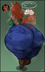 ass ass_focus big_ass big_breasts breasts butt_digging commission digging_into_butt digging_up_in_they_ass female female_only fox_ears fox_girl fox_tail fuxkoxide hair huge_ass jeans messy_hair re-logic tail tail_motion terraria zoologist_(terraria)