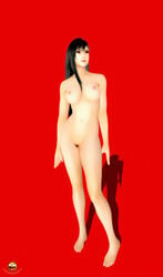 3d 3d_(artwork) black_hair breasts completely_nude derangedgod female final_fantasy final_fantasy_vii large_breasts long_hair long_legs modeling ponytail pubic_hair red_eyes stance tifa_lockhart wide_hips