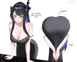 1girls 2026 2d 2d_(artwork) artist_name ass ass_up ass_up_face_down back back_view big_ass big_butt black_hair blue_hair blush breasts butt clothed clothing color colored digital_media_(artwork) dress english_text female female_only front_view hair hi_res hololive hololive_english hololive_english_-advent- legs light-skinned_female light_skin looking_at_viewer meme multicolored_hair nerissa_ravencroft peper0107 praise_da_booty_(meme) purple_eyes simple_background solo text virtual_youtuber vtuber white_background